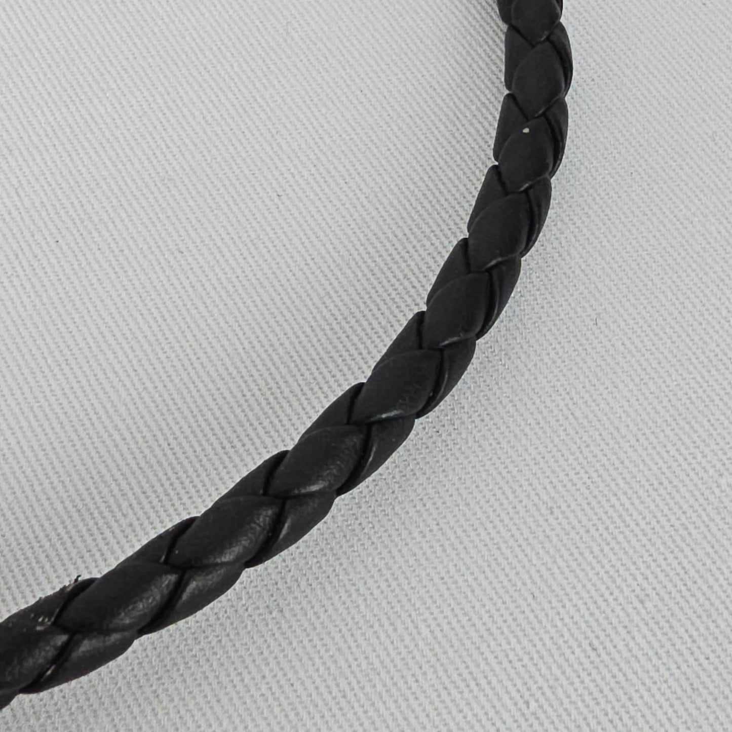 Braided Leather Necklace Silver Tone Tribal Pendant Chunky Statement Cord