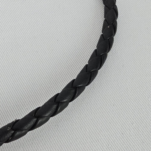Braided Leather Necklace Silver Tone Tribal Pendant Chunky Statement Cord
