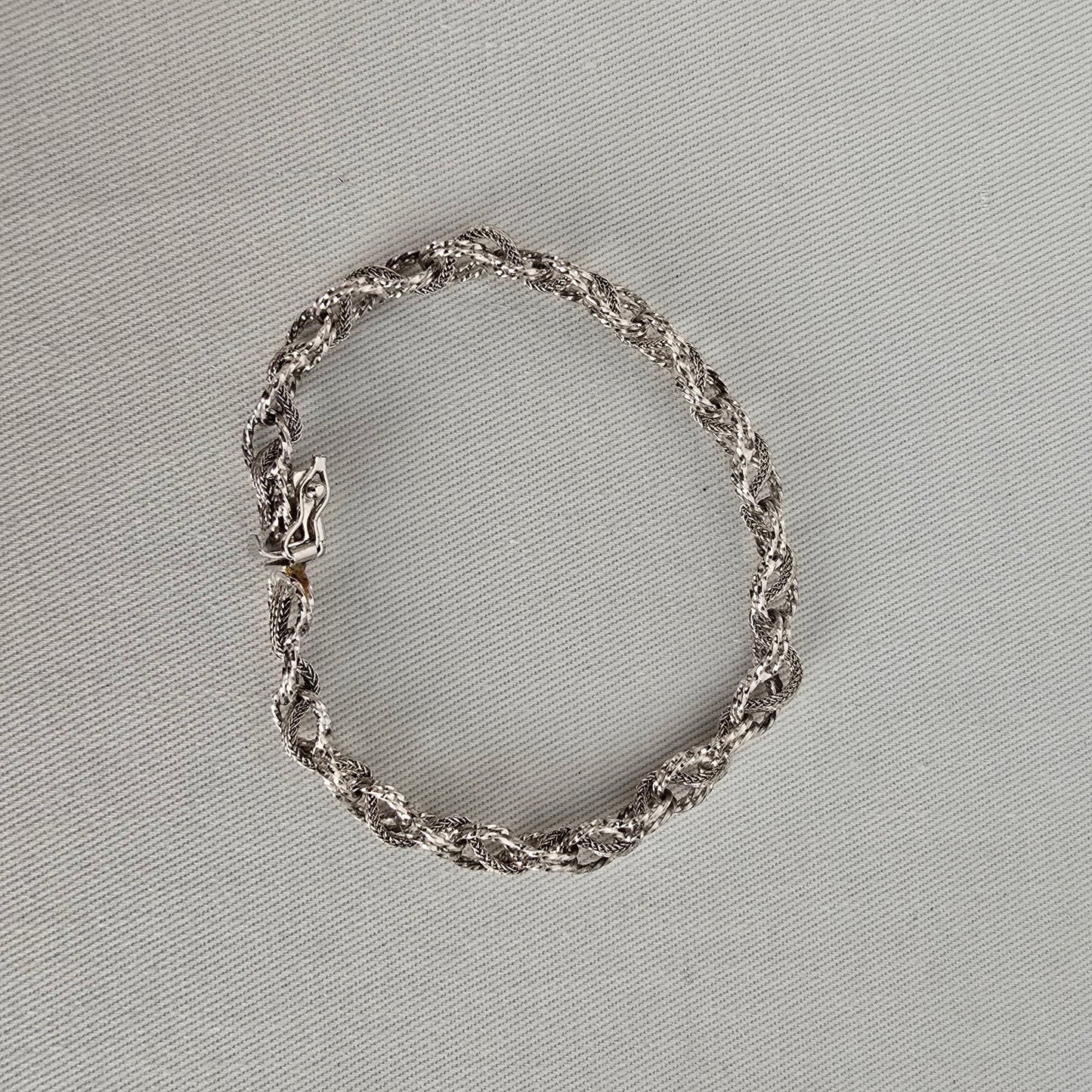 Vintage Sterling Silver Charm Bracelet Woven Multi Strand Rope Link 925