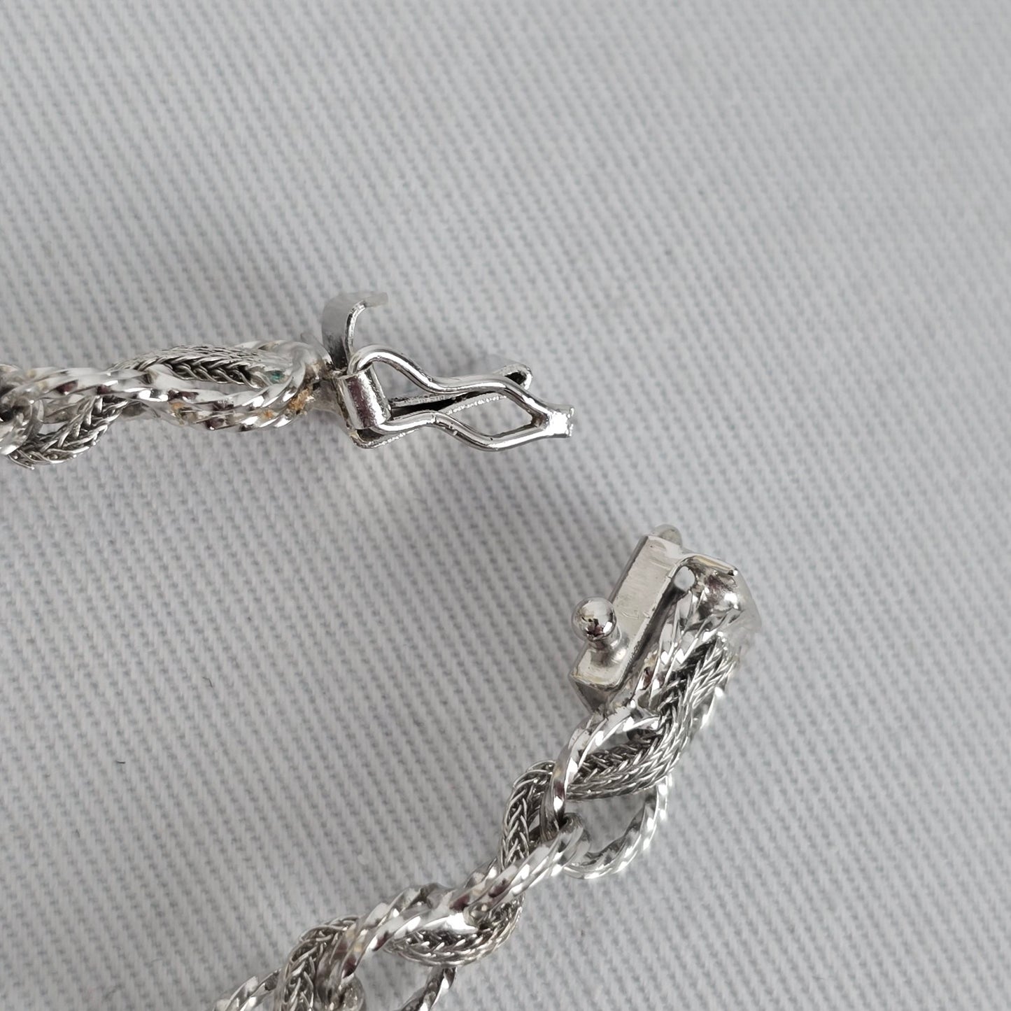 Vintage Sterling Silver Charm Bracelet Woven Multi Strand Rope Link 925