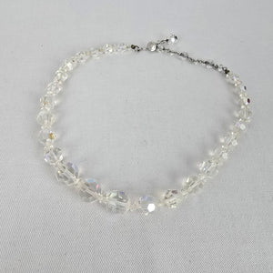 Vintage Continental Faceted AB Crystal Beaded Necklace Graduated Bridal Statement