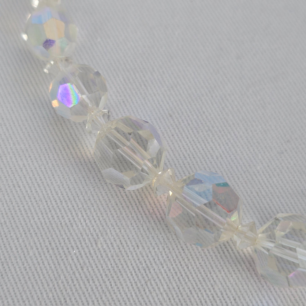 Vintage Continental Faceted AB Crystal Beaded Necklace Graduated Bridal Statement