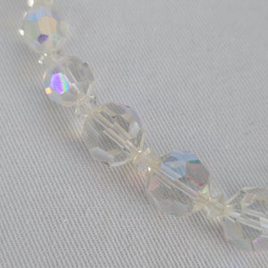 Vintage Continental Faceted AB Crystal Beaded Necklace Graduated Bridal Statement
