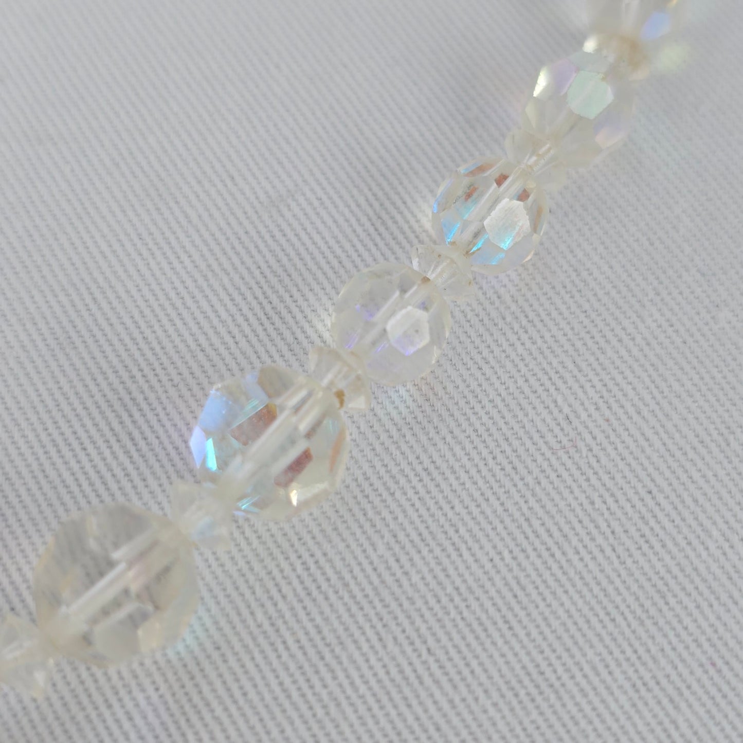 Vintage Continental Faceted AB Crystal Beaded Necklace Graduated Bridal Statement