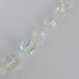 Vintage Continental Faceted AB Crystal Beaded Necklace Graduated Bridal Statement