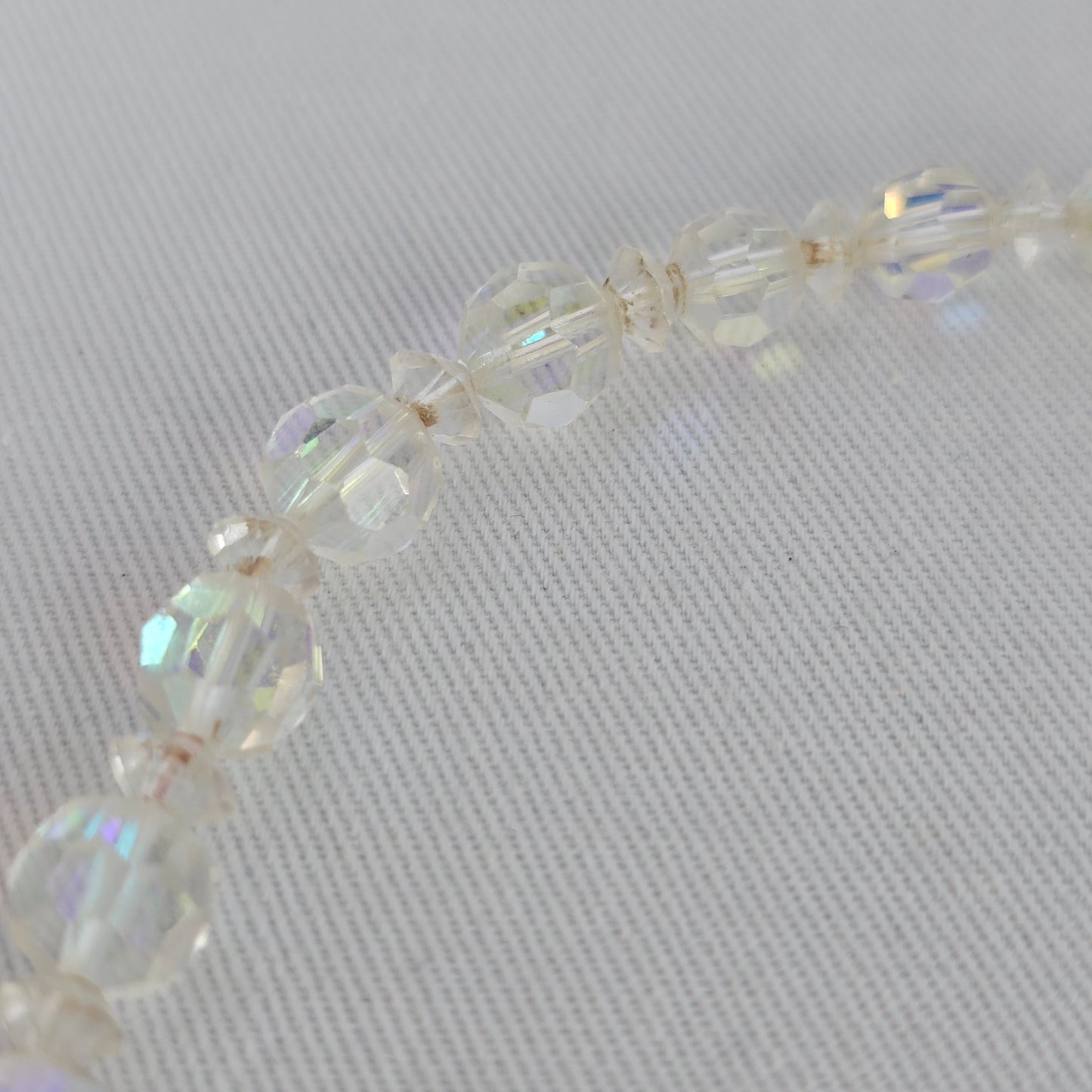 Vintage Continental Faceted AB Crystal Beaded Necklace Graduated Bridal Statement