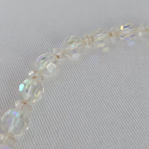 Vintage Continental Faceted AB Crystal Beaded Necklace Graduated Bridal Statement