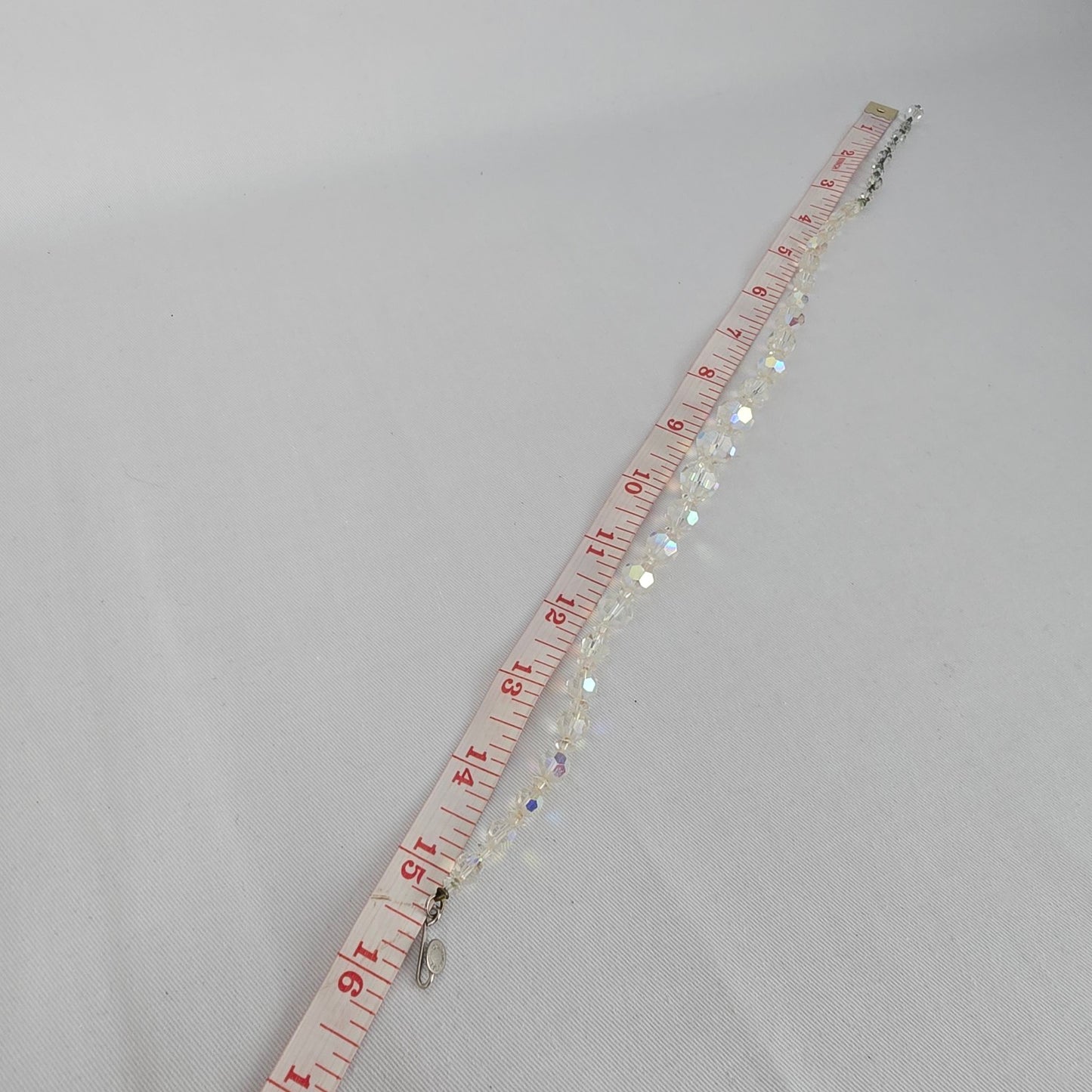 Vintage Continental Faceted AB Crystal Beaded Necklace Graduated Bridal Statement