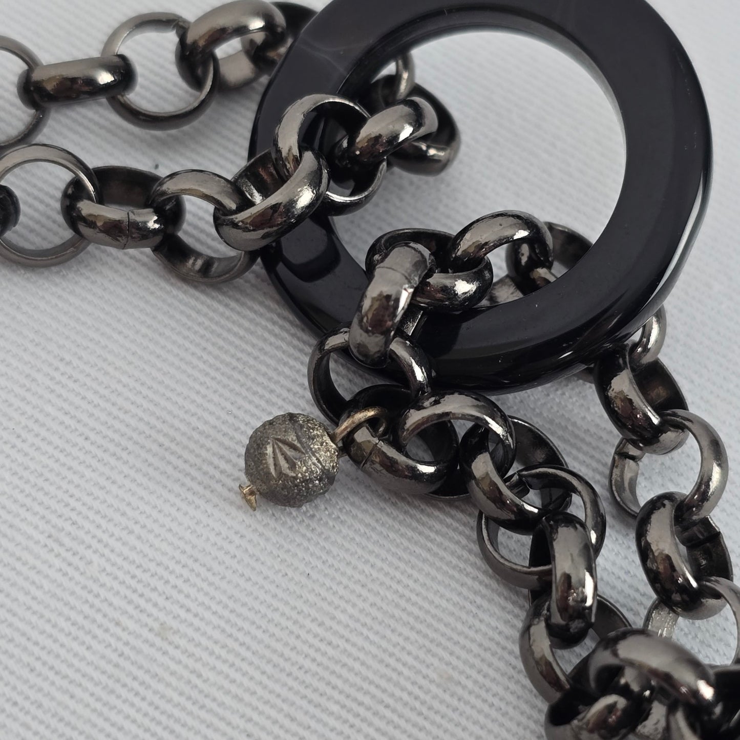 Statement Black Necklace Gunmetal Chain Links Acrylic Square Geometric