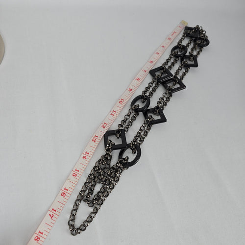 Statement Black Necklace Gunmetal Chain Links Acrylic Square Geometric