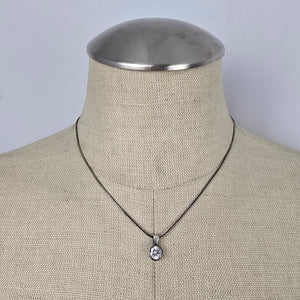 925 Sterling Silver CZ Solitaire Pendant Necklace Round Cut Clear Stone