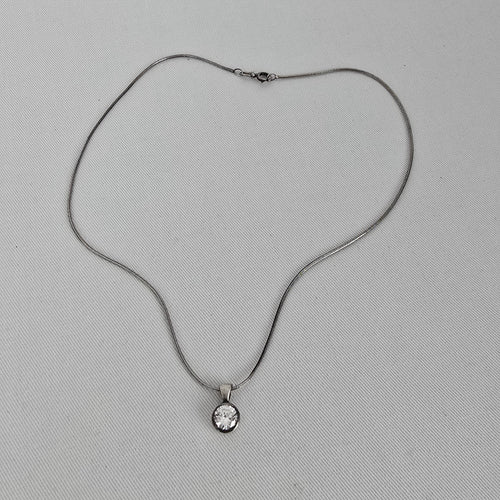 925 Sterling Silver CZ Solitaire Pendant Necklace Round Cut Clear Stone