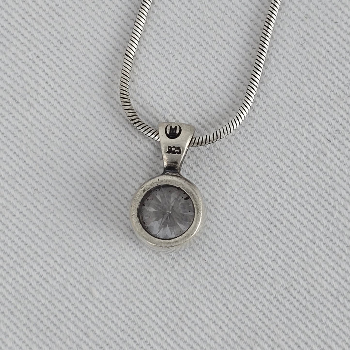 925 Sterling Silver CZ Solitaire Pendant Necklace Round Cut Clear Stone
