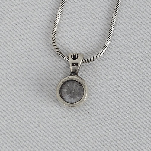 925 Sterling Silver CZ Solitaire Pendant Necklace Round Cut Clear Stone