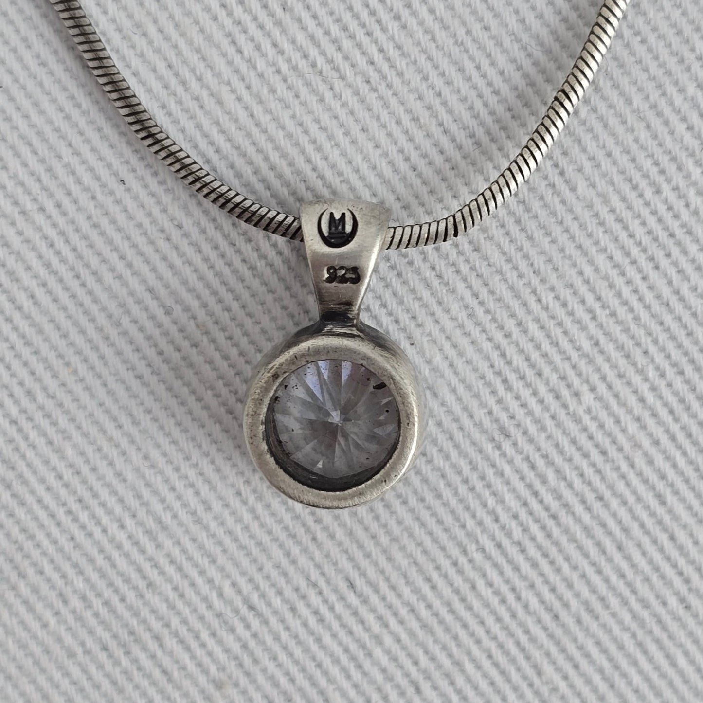 925 Sterling Silver CZ Solitaire Pendant Necklace Round Cut Clear Stone