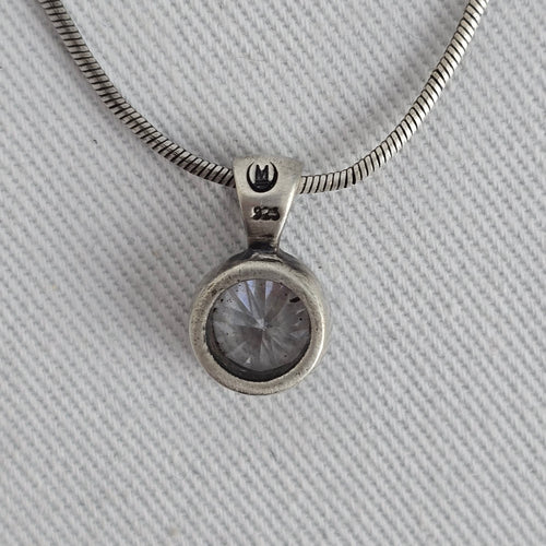 925 Sterling Silver CZ Solitaire Pendant Necklace Round Cut Clear Stone