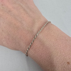 925 Sterling Silver Rope Chain Bracelet Classic Twist Link Minimalist