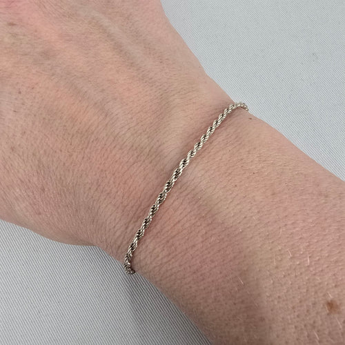 925 Sterling Silver Rope Chain Bracelet Classic Twist Link Minimalist