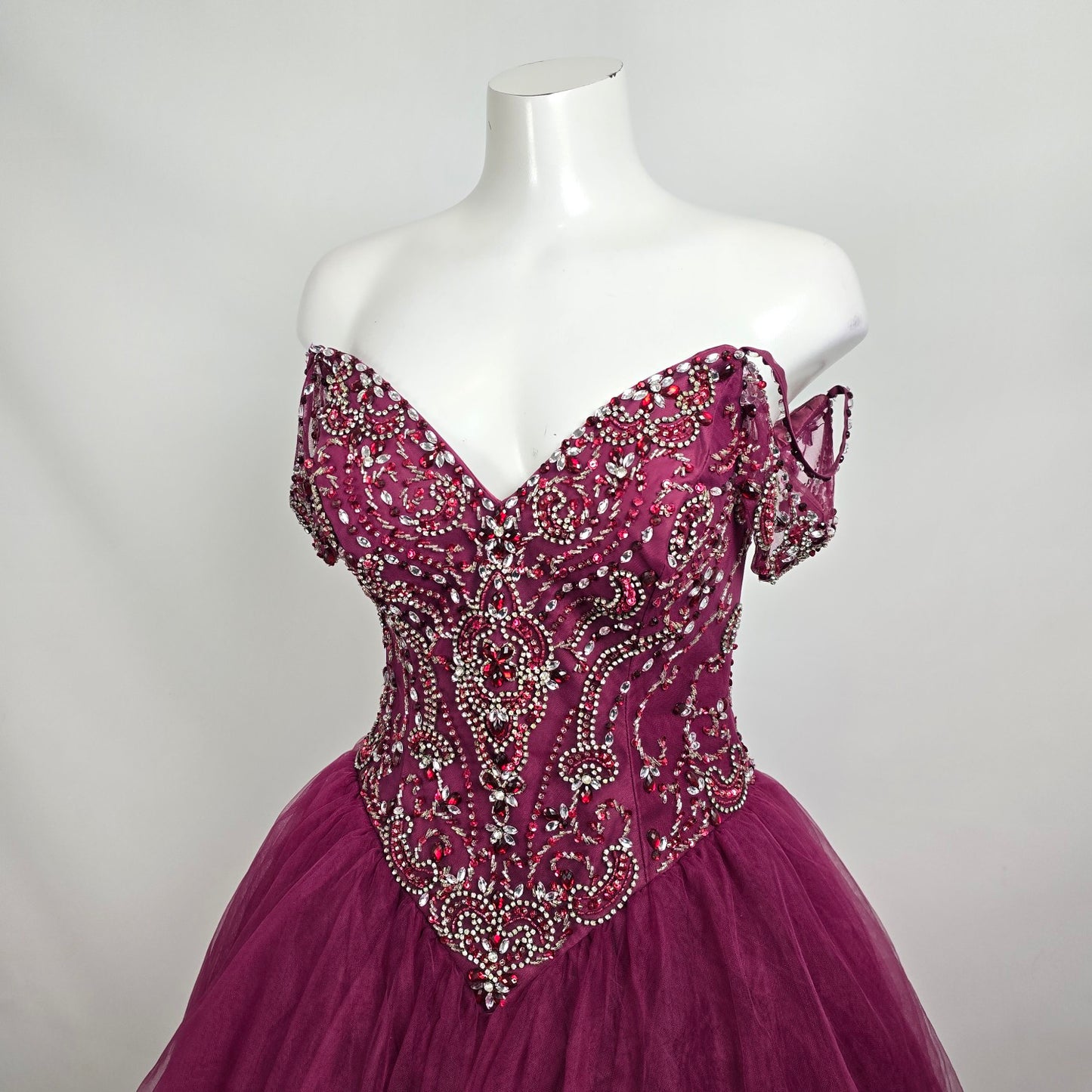Bonny Bridal Burgundy Beaded Ball Gown Size 6