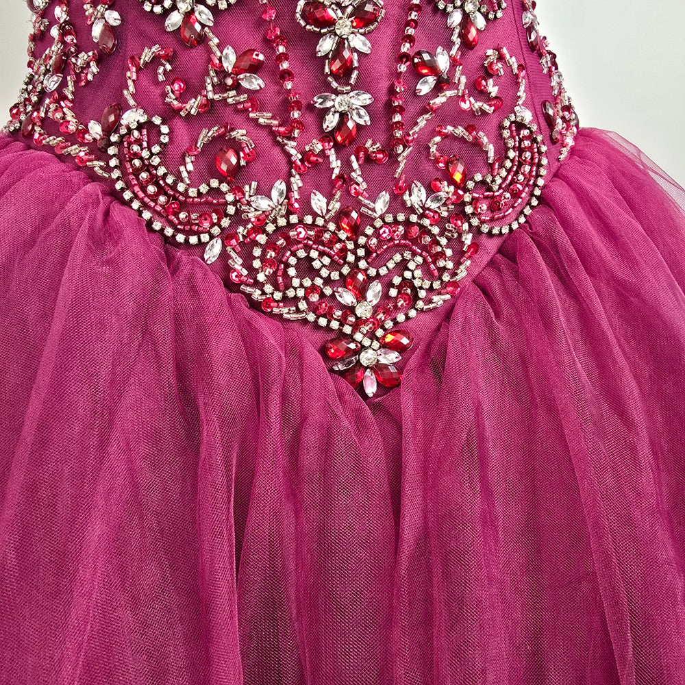Bonny Bridal Burgundy Beaded Ball Gown Size 6