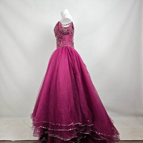 Bonny Bridal Burgundy Beaded Ball Gown Size 6