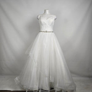 Lace Corset Wedding Dress Beaded Waist Tulle Skirt Size 12