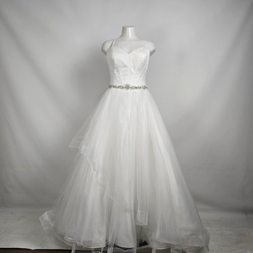 Lace Corset Wedding Dress Beaded Waist Tulle Skirt Size 12