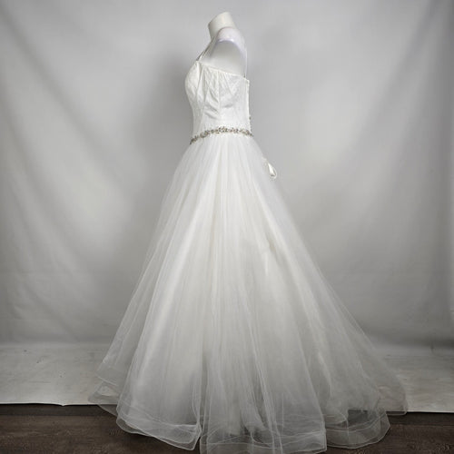 Lace Corset Wedding Dress Beaded Waist Tulle Skirt Size 12