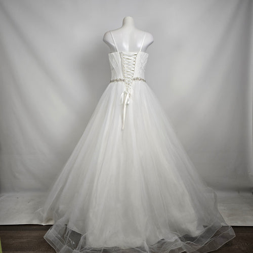 Lace Corset Wedding Dress Beaded Waist Tulle Skirt Size 12
