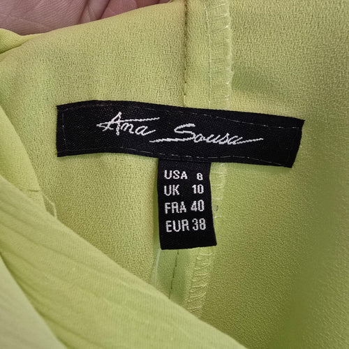 Ana Sousa Lime Green Asymmetrical Dress Size 8 With Scarf