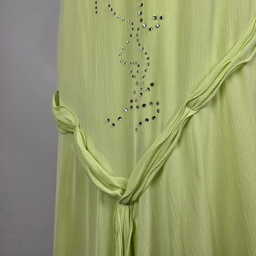 Ana Sousa Lime Green Asymmetrical Dress Size 8 With Scarf