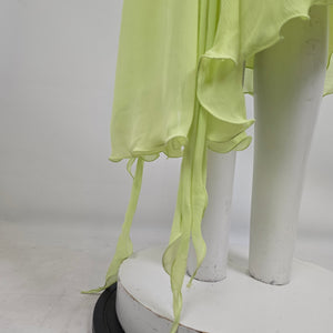 Ana Sousa Lime Green Asymmetrical Dress Size 8 With Scarf