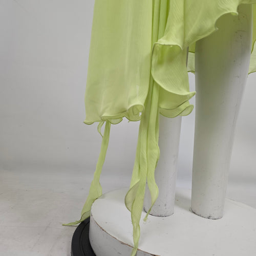 Ana Sousa Lime Green Asymmetrical Dress Size 8 With Scarf
