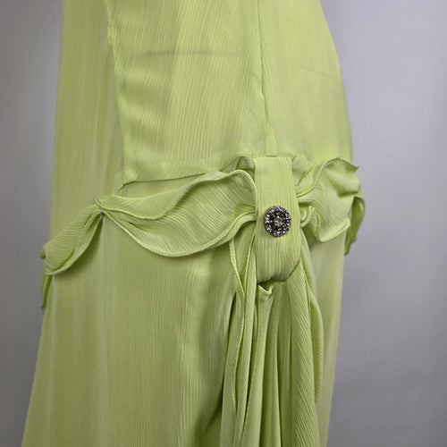 Ana Sousa Lime Green Asymmetrical Dress Size 8 With Scarf