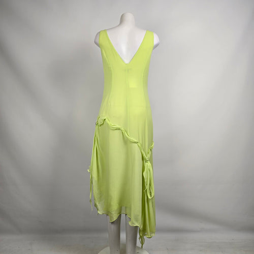 Ana Sousa Lime Green Asymmetrical Dress Size 8 With Scarf