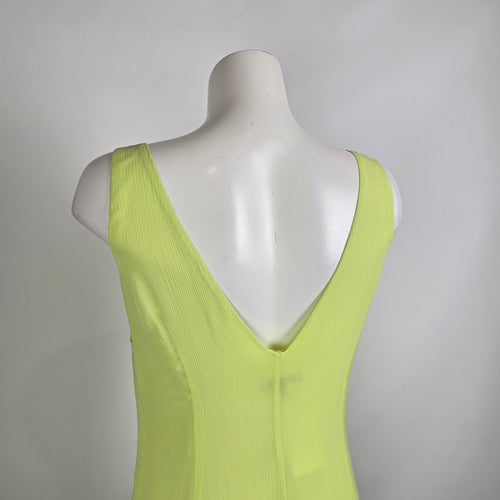 Ana Sousa Lime Green Asymmetrical Dress Size 8 With Scarf