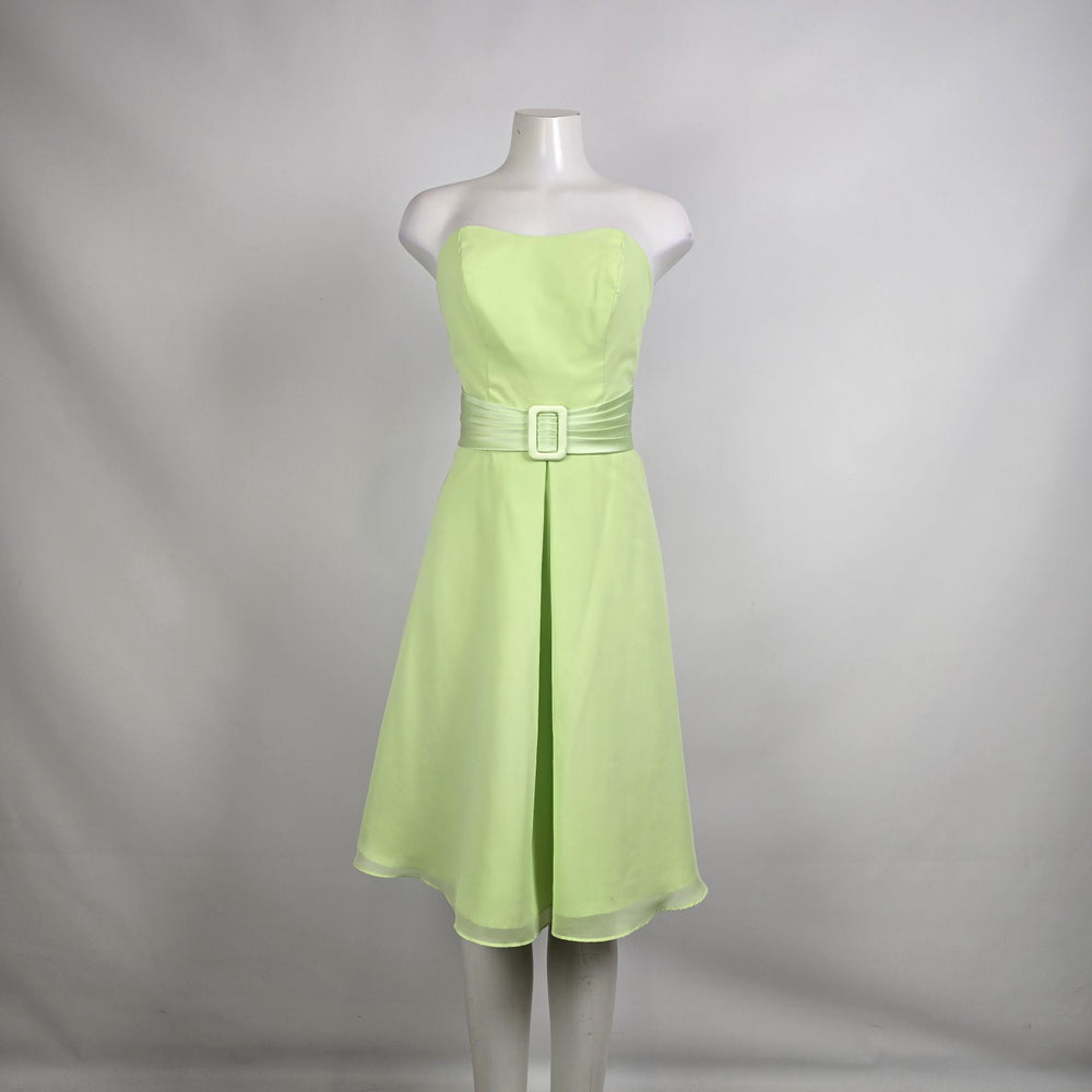 Alfred Angelo Strapless Pistachio Dress Belted Waist Midi Formal Size 8