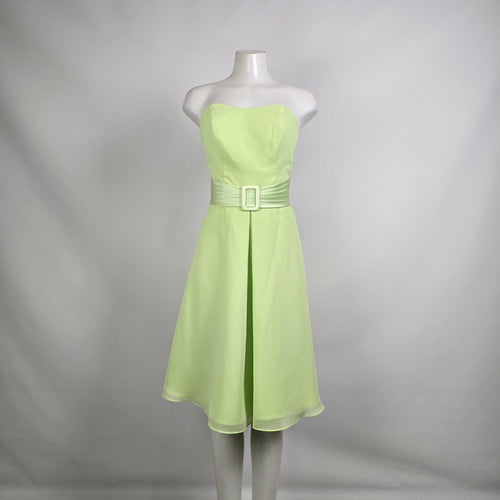 Alfred Angelo Strapless Pistachio Dress Belted Waist Midi Formal Size 8