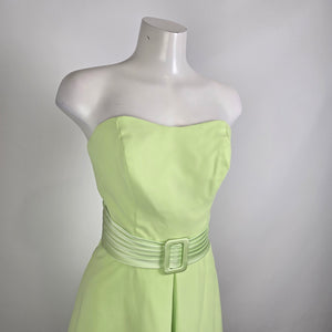 Alfred Angelo Strapless Pistachio Dress Belted Waist Midi Formal Size 8