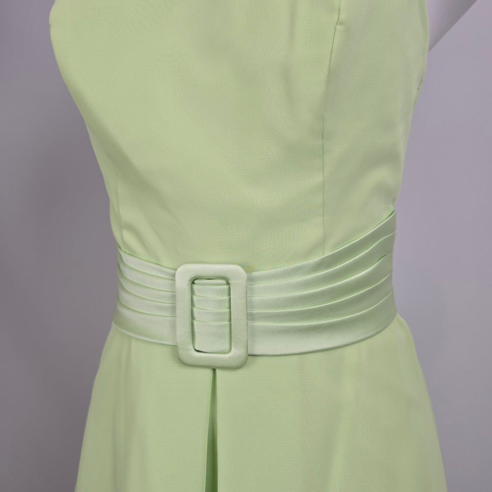 Alfred Angelo Strapless Pistachio Dress Belted Waist Midi Formal Size 8