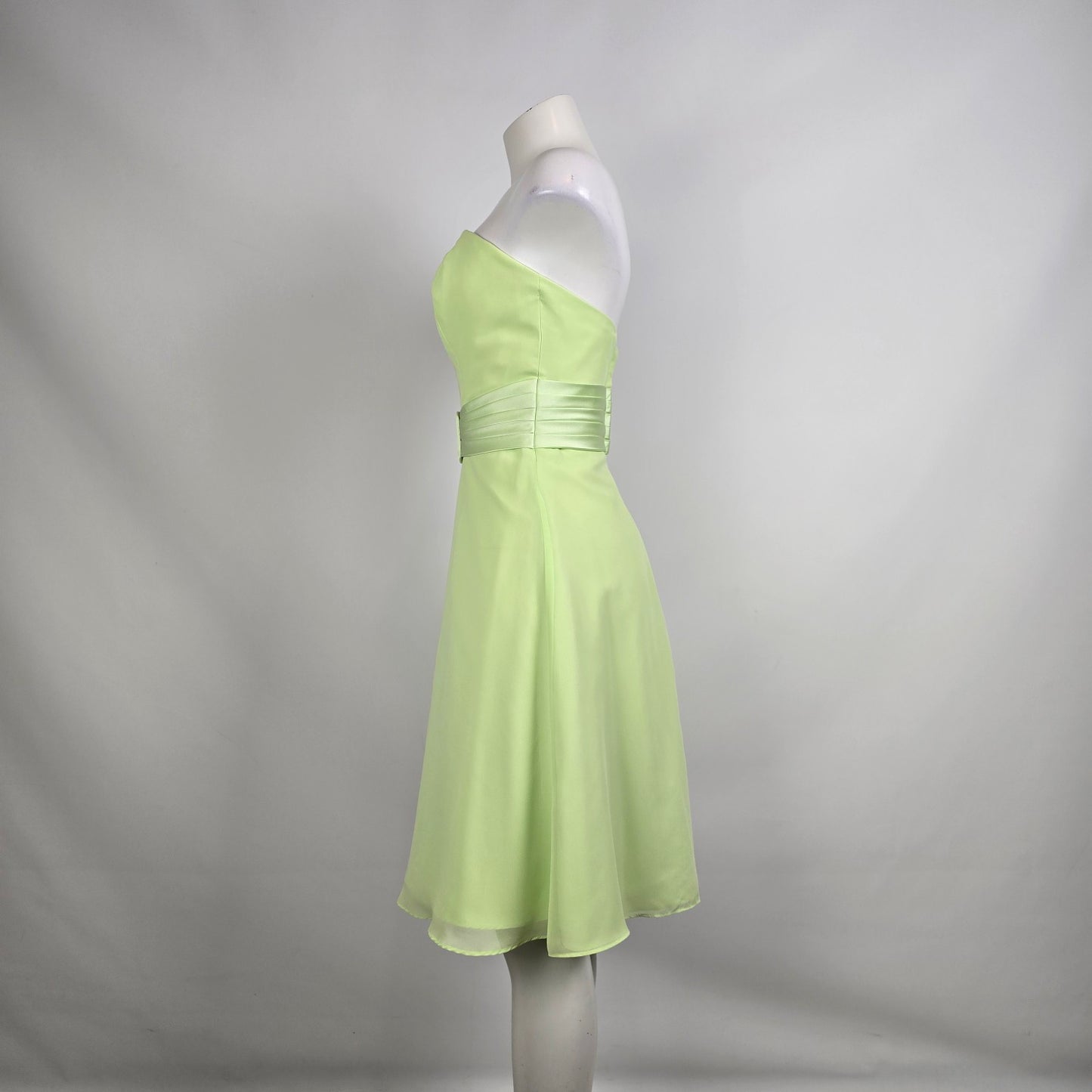 Alfred Angelo Strapless Pistachio Dress Belted Waist Midi Formal Size 8