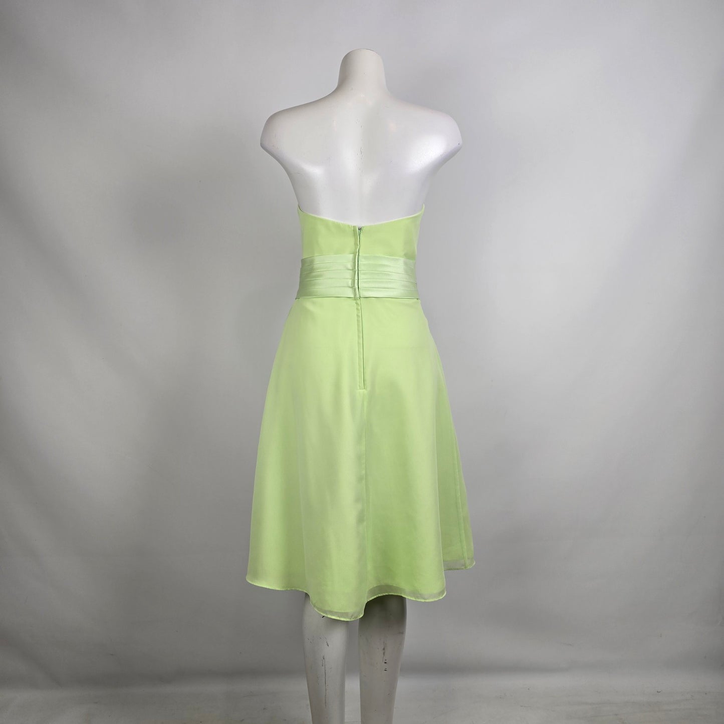 Alfred Angelo Strapless Pistachio Dress Belted Waist Midi Formal Size 8
