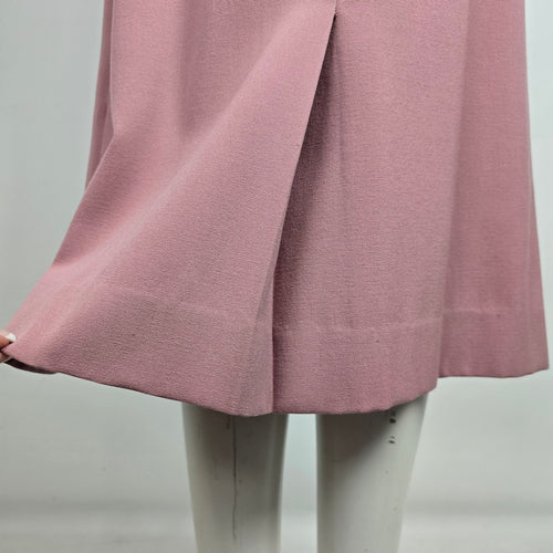 Vintage Pink Beaded Skirt Suit Set with Embellished Tailored Jacket Sz S