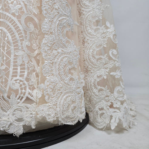 Lace Wedding Dress Nude Illusion Halter Mermaid Gown Size 10
