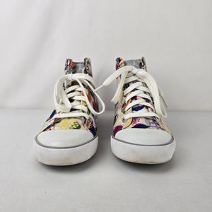 Coach Cardinal High Top Sneakers Multi Logo Print Canvas Lace Up 9