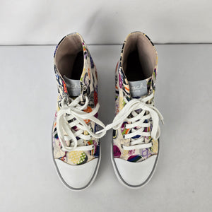 Coach Cardinal High Top Sneakers Multi Logo Print Canvas Lace Up 9