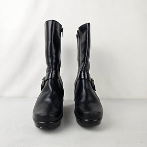 Naot Black Leather Wedge Boots Mid Calf Comfort Shoes Size 7