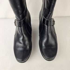 Naot Black Leather Wedge Boots Mid Calf Comfort Shoes Size 7