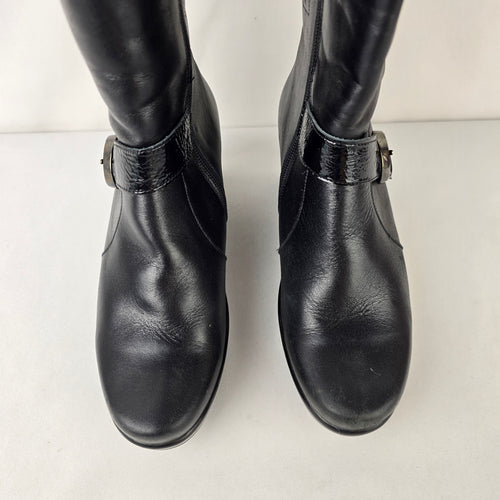 Naot Black Leather Wedge Boots Mid Calf Comfort Shoes Size 7