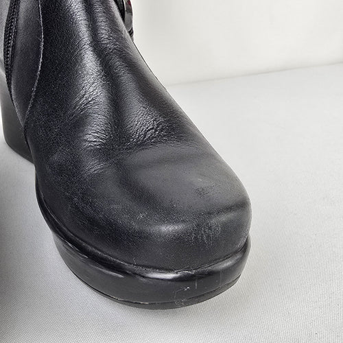 Naot Black Leather Wedge Boots Mid Calf Comfort Shoes Size 7